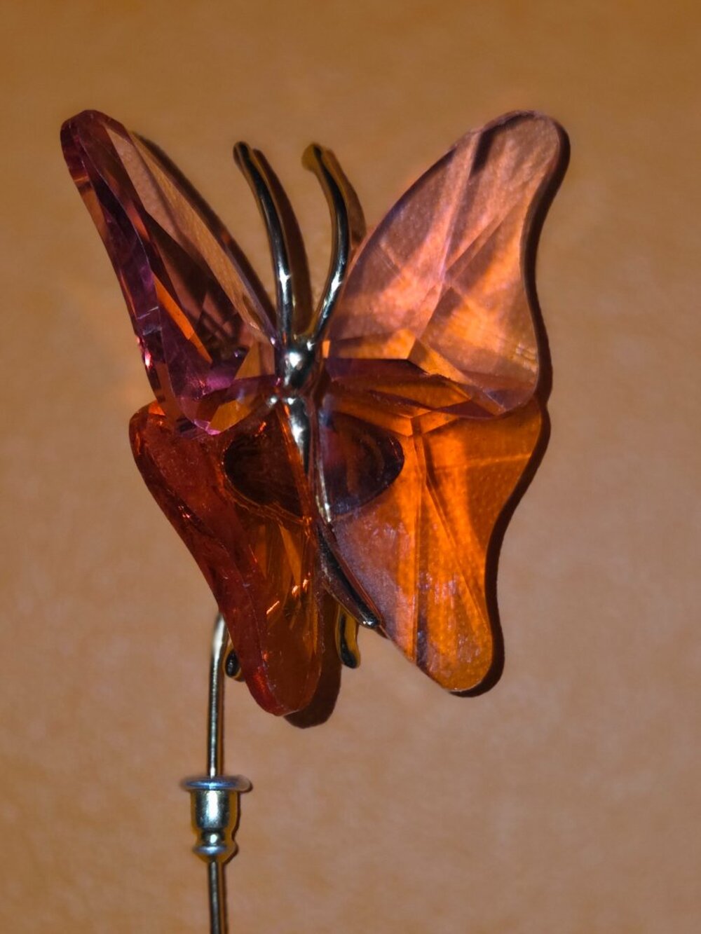 Daniel Swarovski  Pink and Oragne Crystal Paradise "Abala" Butterfly Stick Pin